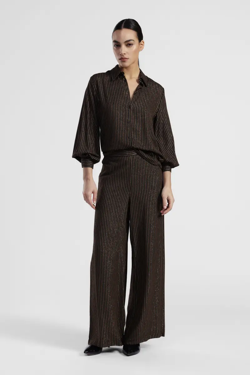 Pantaloni a righe a gamba larga miniatura 2