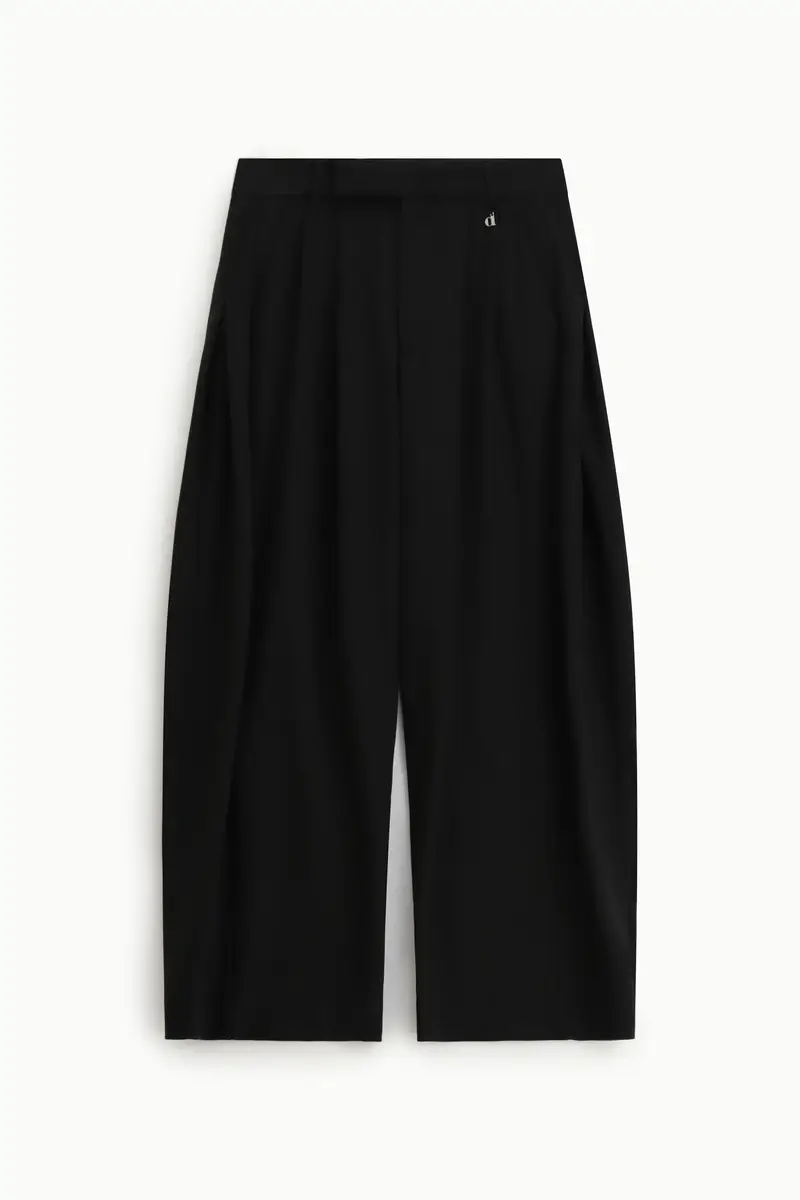 Pantaloni ampi a vita alta con pinces