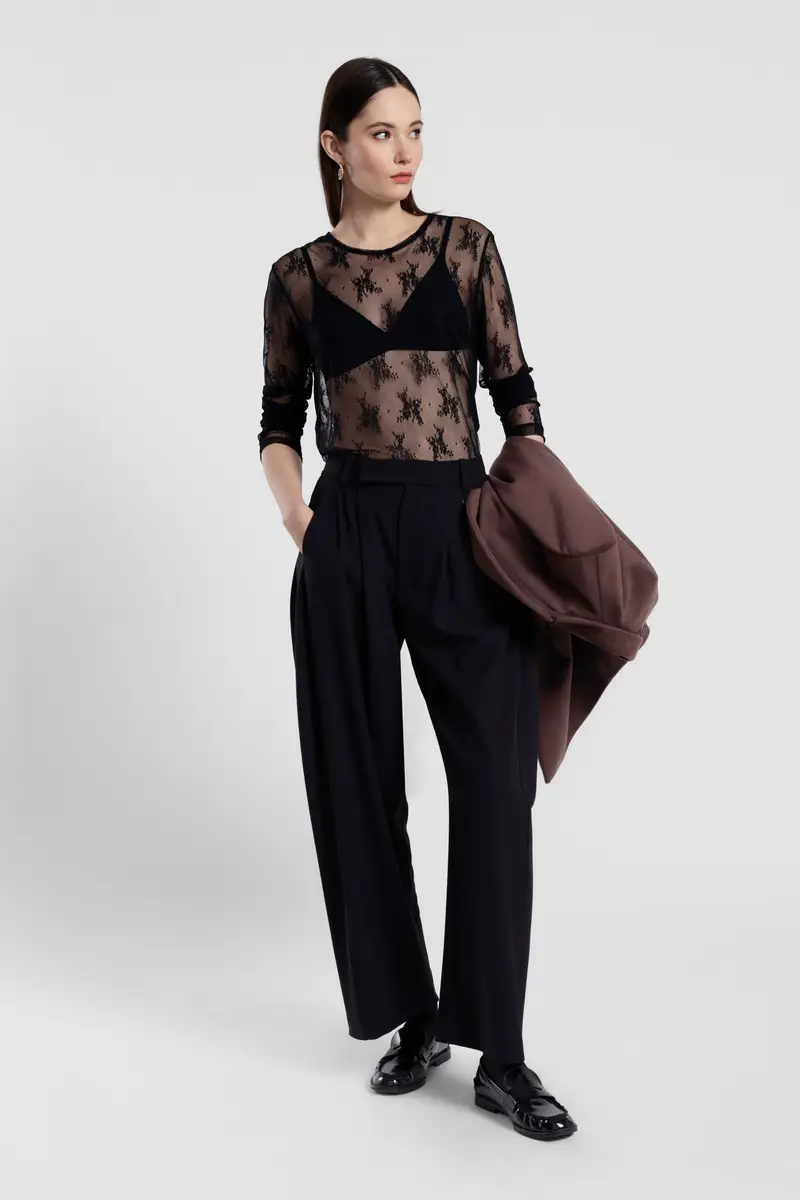 Pantaloni ampi a vita alta con pinces miniatura 2