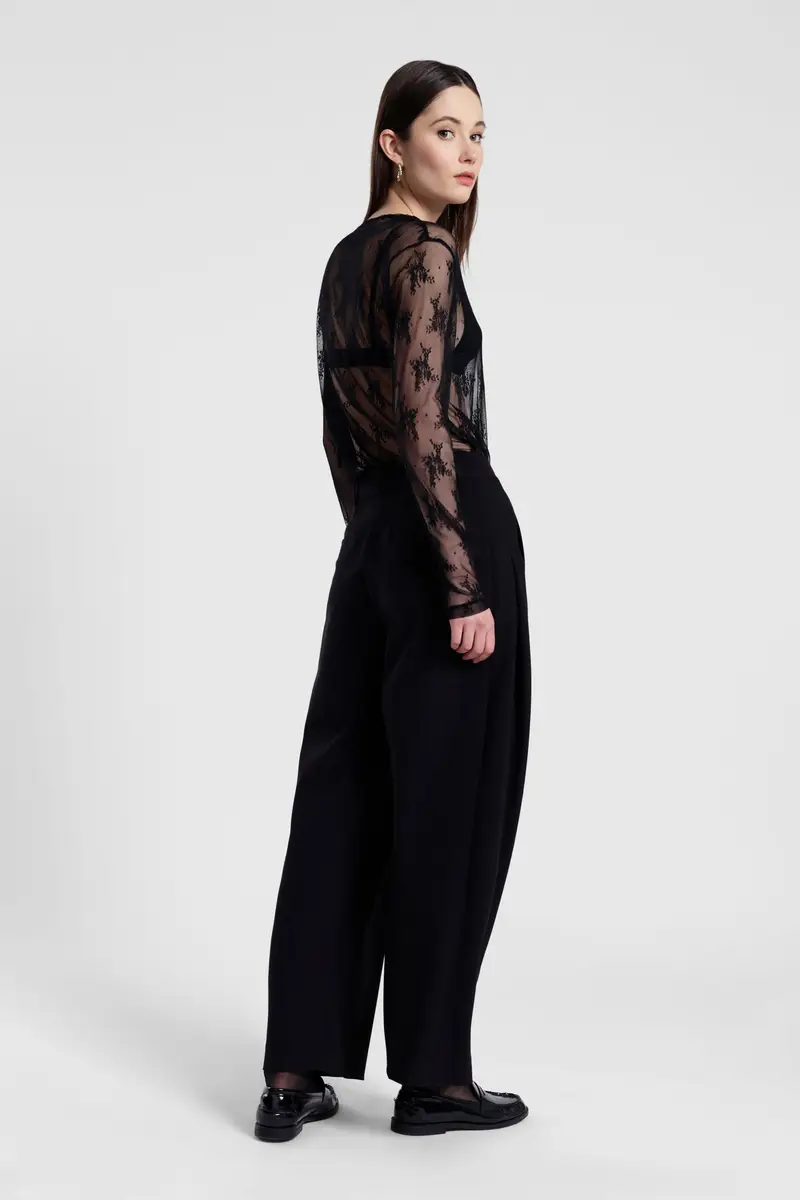 Pantaloni ampi a vita alta con pinces miniatura 3