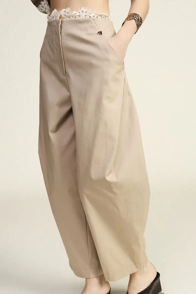 Pantaloni ampi a vita alta fit morbido miniatura 4