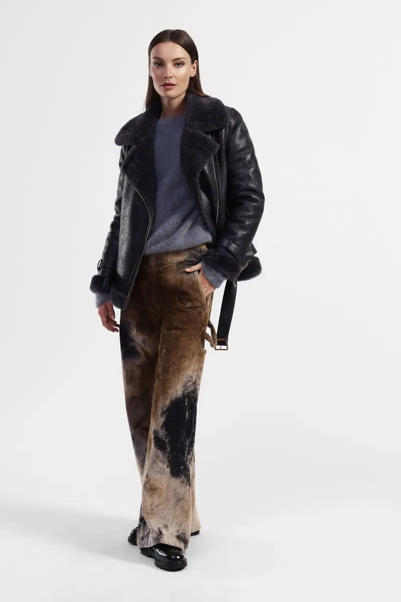 Pantaloni ampi stampati a vita alta miniatura 2