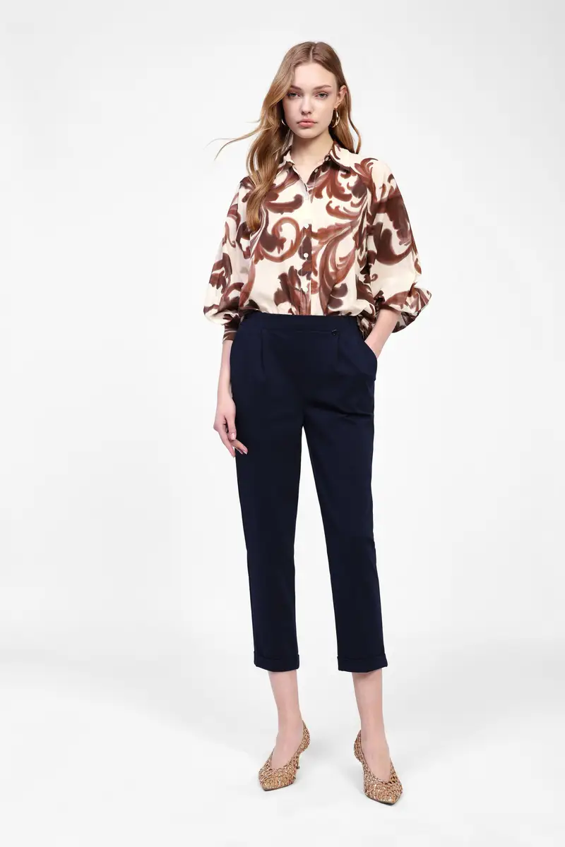 Pantaloni cropped a vita media miniatura 2