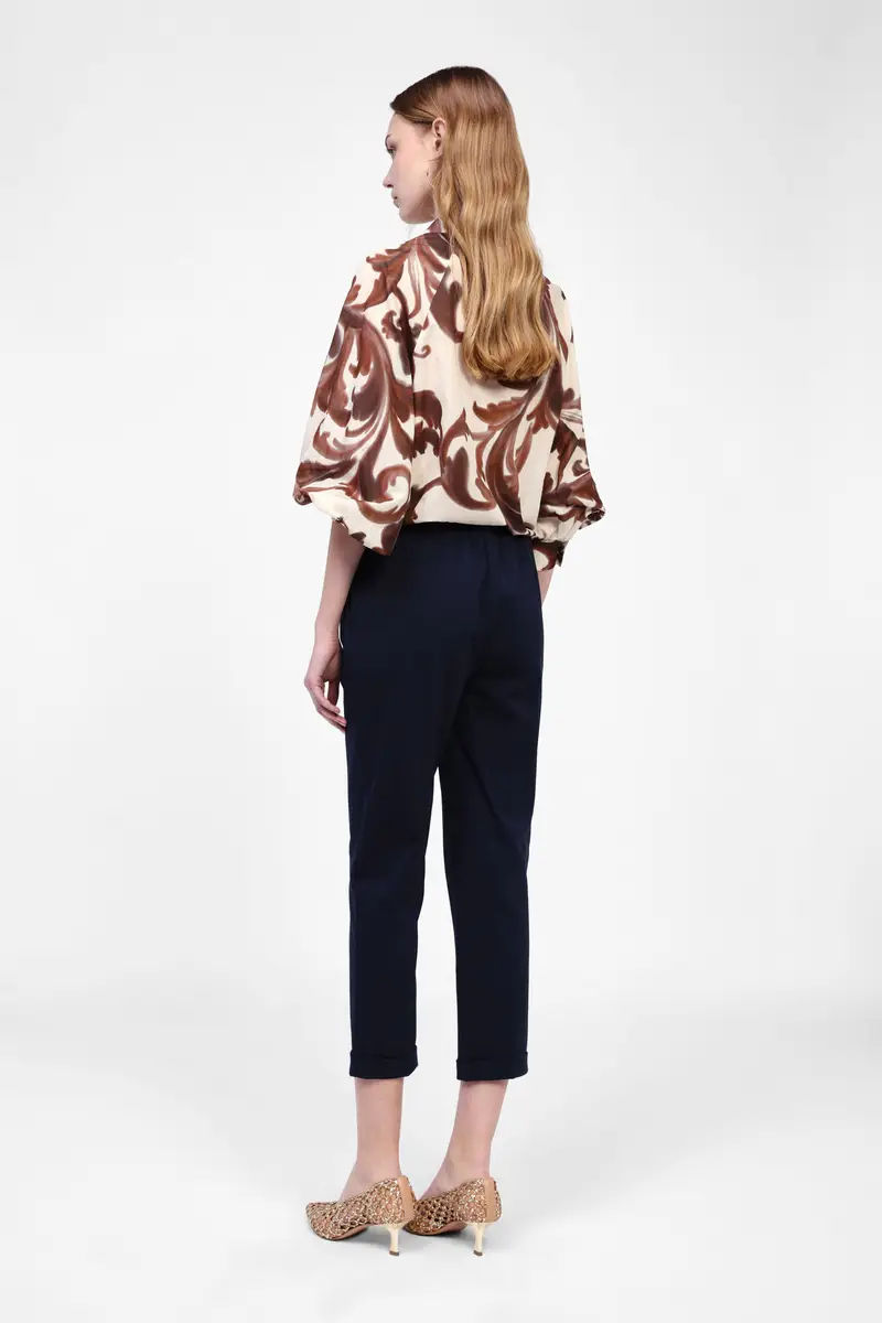 Pantaloni cropped a vita media miniatura 3