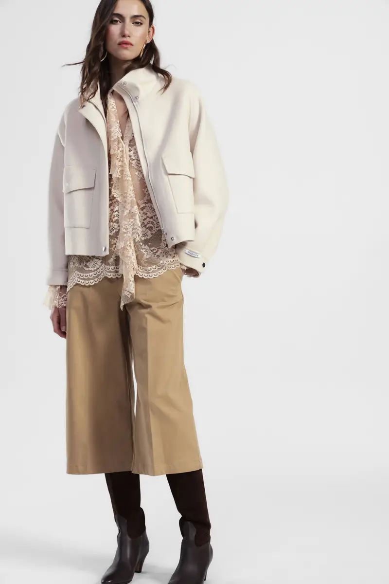 Pantaloni cropped gamba ampia pinces miniatura 2