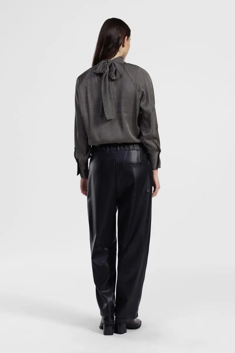 Pantaloni effetto pelle ampi vita alta miniatura 3