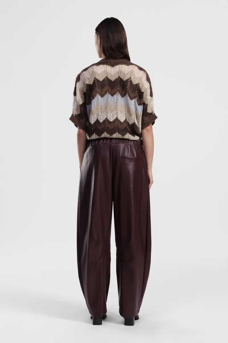 Pantaloni effetto pelle ampi vita alta miniatura 3