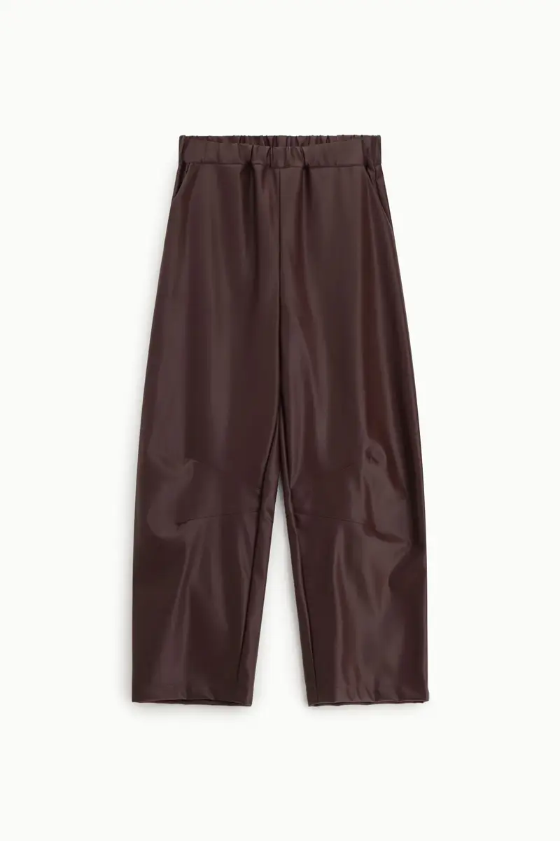 Pantaloni effetto pelle ampi vita alta