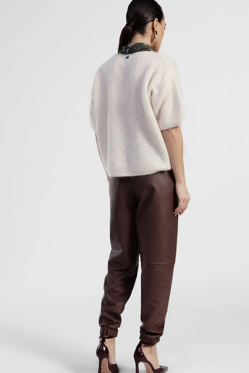 Pantaloni in ecopelle con fondo elasticizzato miniatura 2