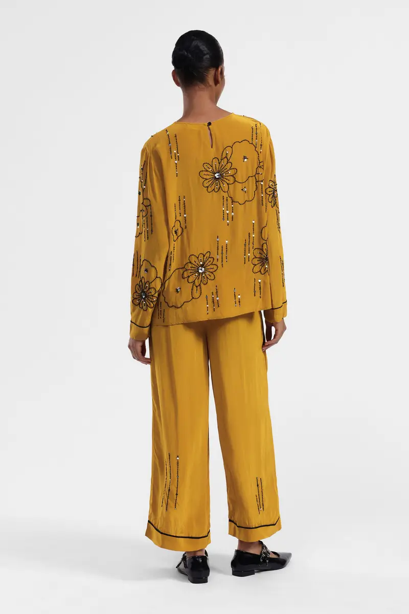 Pantaloni largo stampati a vita media miniatura 3