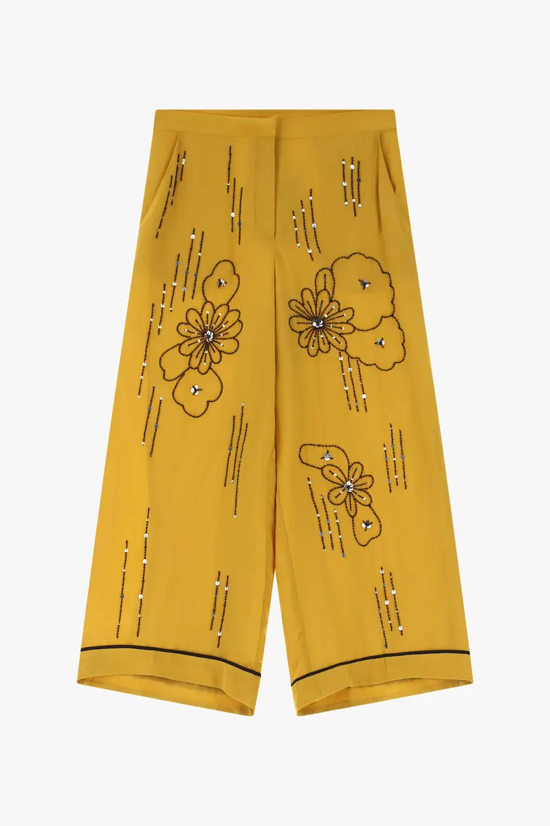 Pantaloni largo stampati a vita media