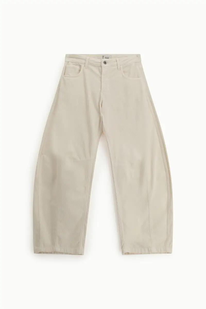 Pantaloni palazzo a costine con vita regular e tasche