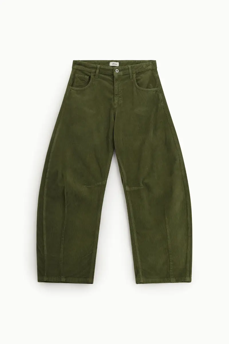 Pantaloni palazzo a costine con vita regular e tasche