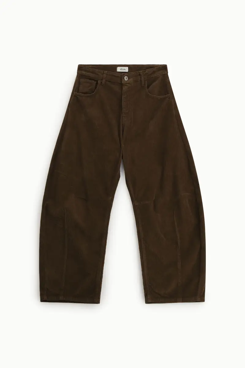 Pantaloni palazzo a costine con vita regular e tasche