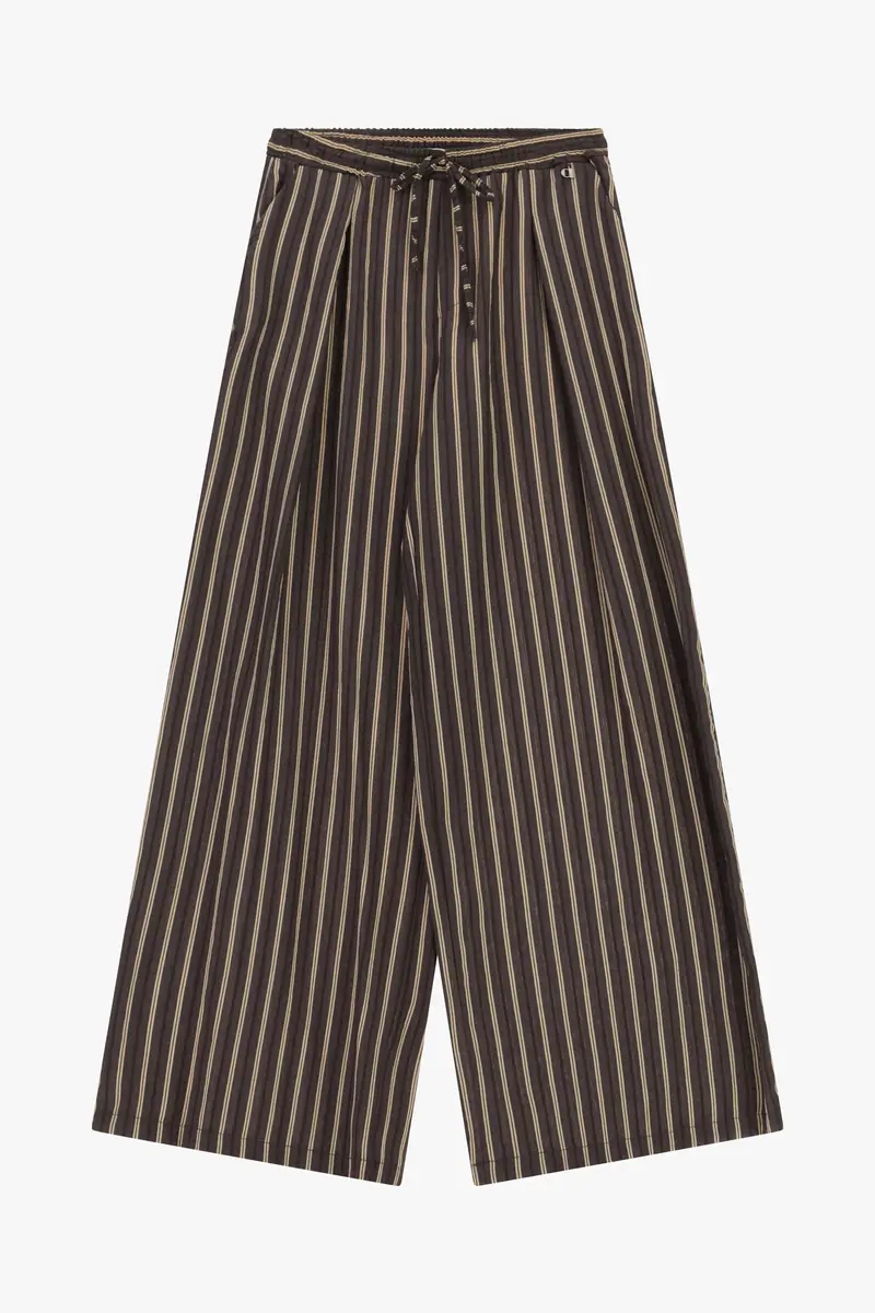Pantaloni palazzo a righe fit ampio con coulisse