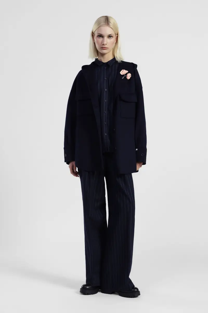 Pantaloni palazzo a righe vita alta miniatura 2