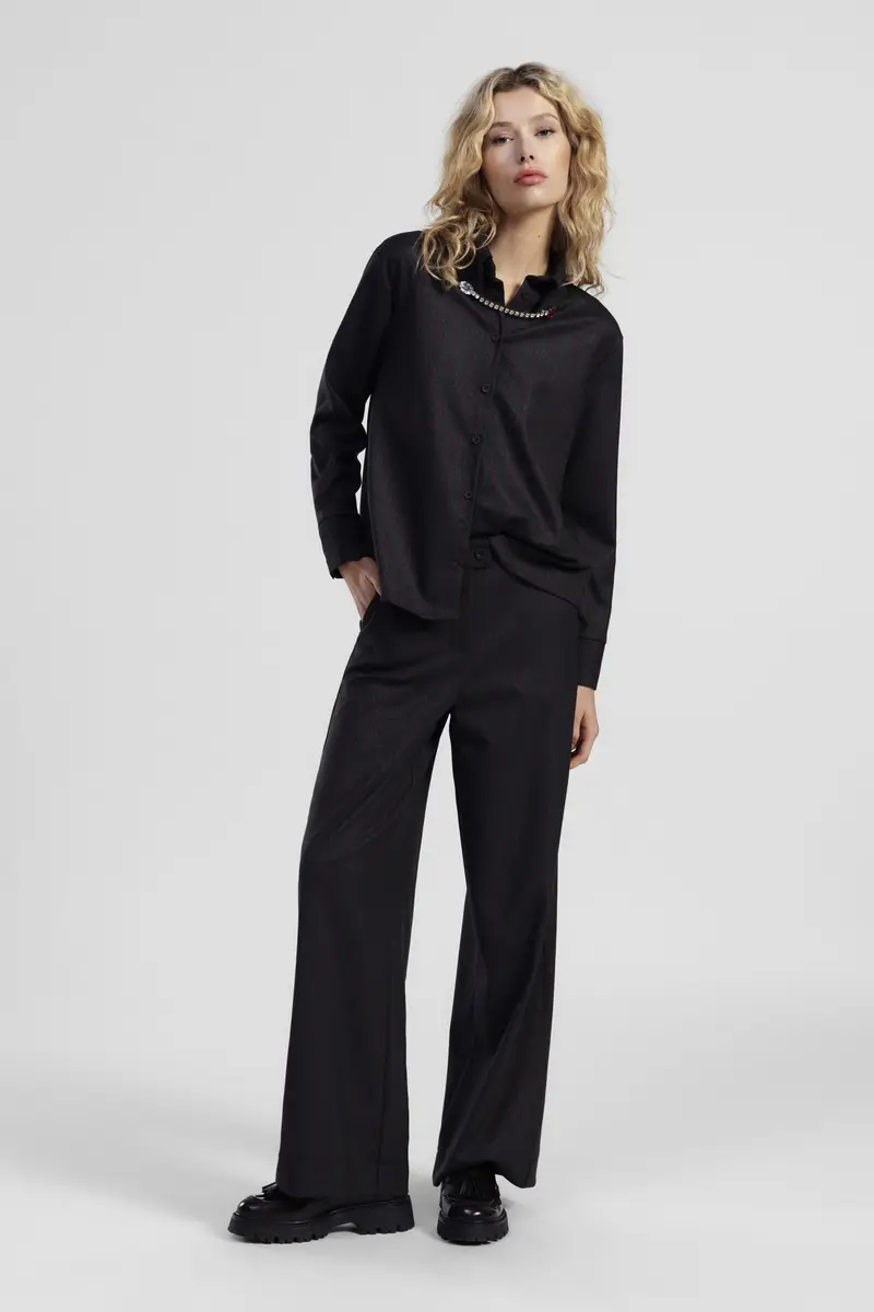 Pantaloni palazzo a righe vita alta miniatura 2