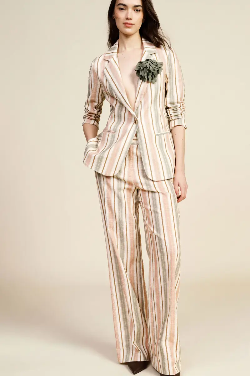 Pantaloni palazzo a righe vita alta miniatura 2