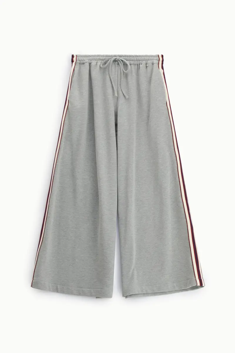 Pantaloni palazzo a vita alta con bande laterali