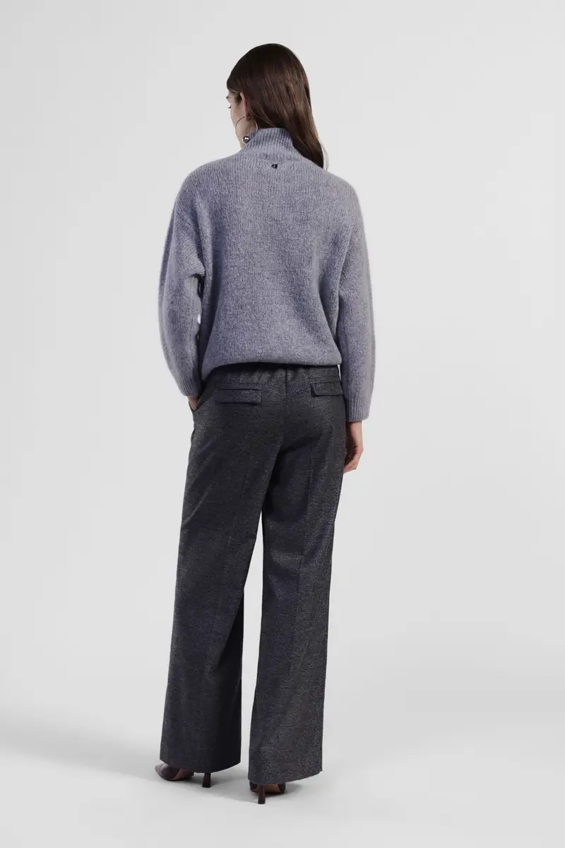 Pantaloni palazzo a vita alta con cintura miniatura 3