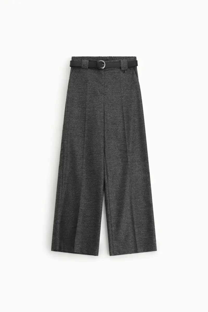 Pantaloni palazzo a vita alta con cintura