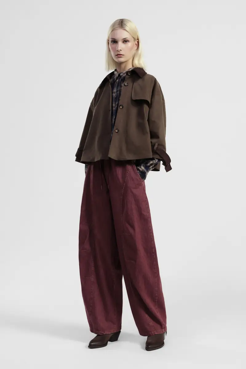 Pantaloni palazzo a vita alta con coulisse miniatura 2