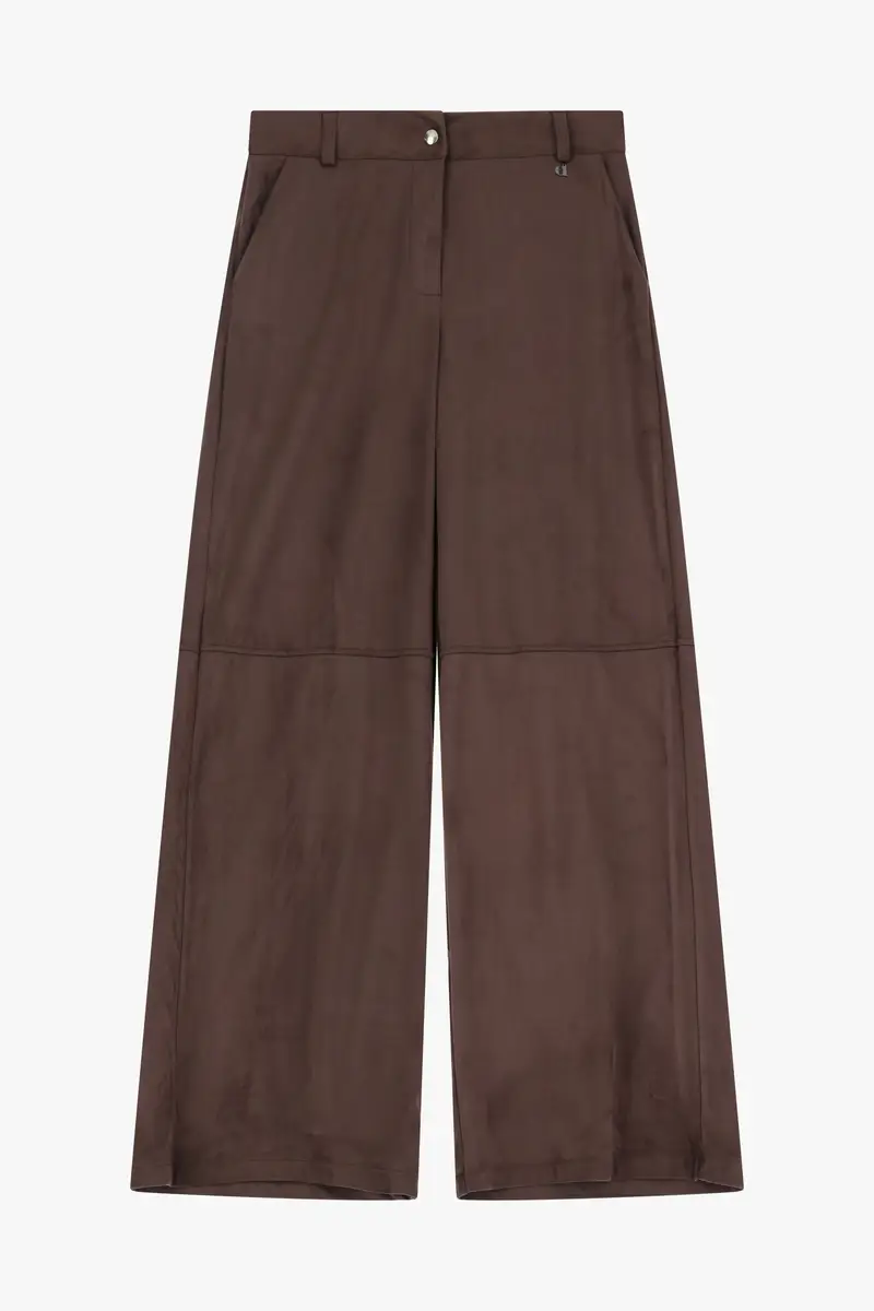 Pantaloni palazzo a vita alta con cucitura a contrasto