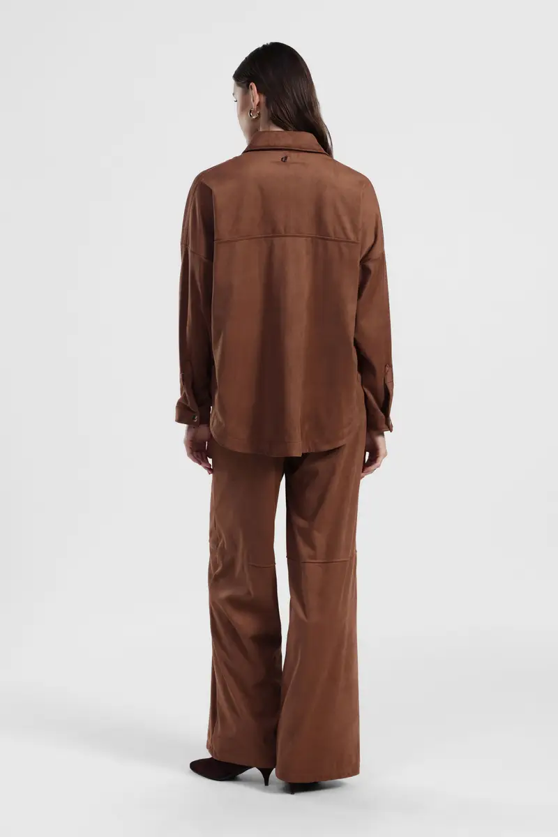 Pantaloni palazzo a vita alta con cuciture visibili miniatura 3