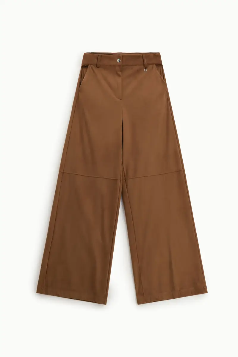 Pantaloni palazzo a vita alta con cuciture visibili