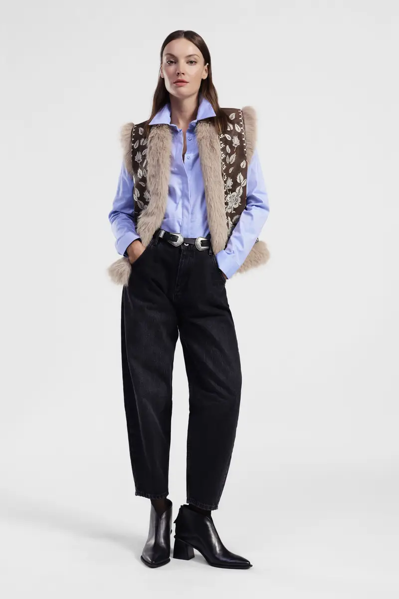 Pantaloni palazzo a vita alta con gamba ampia miniatura 2