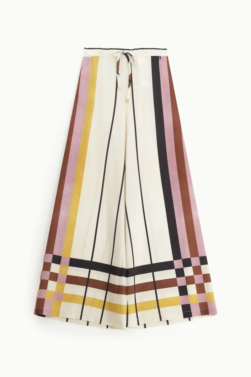 Pantaloni palazzo a vita alta con motivo a righe