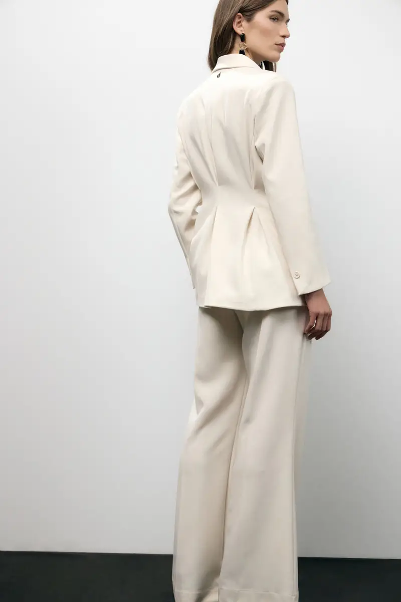 Pantaloni palazzo a vita alta con pinces miniatura 3