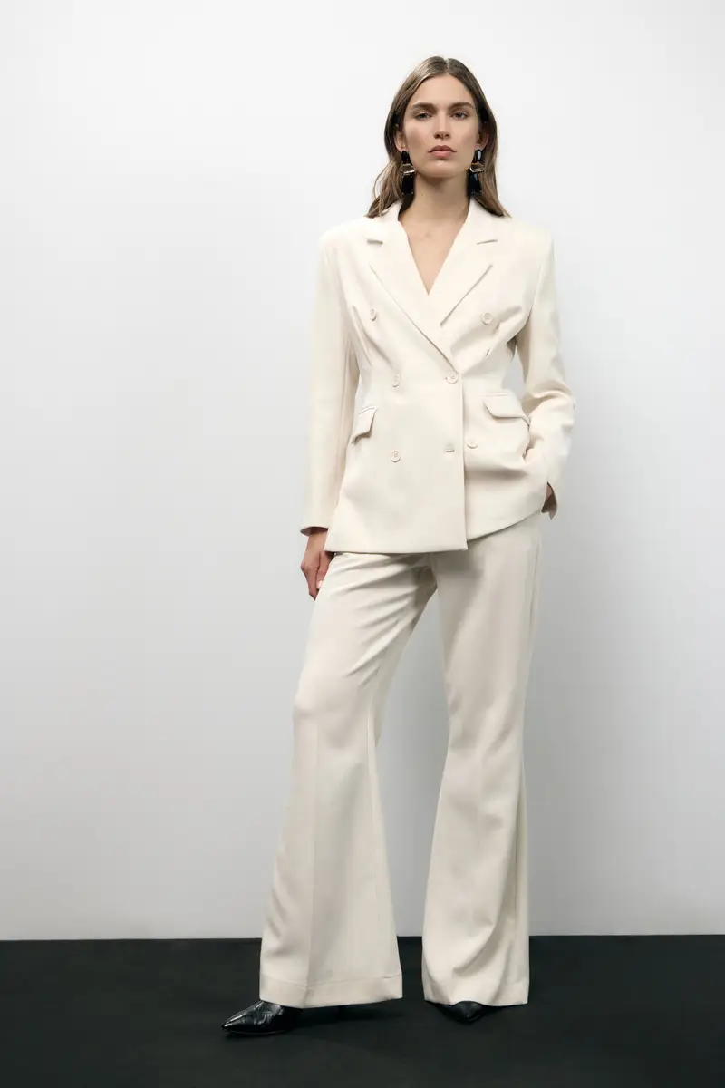 Pantaloni palazzo a vita alta con pinces miniatura 4