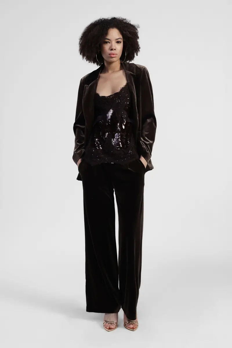 Pantaloni palazzo a vita alta con pinces miniatura 2