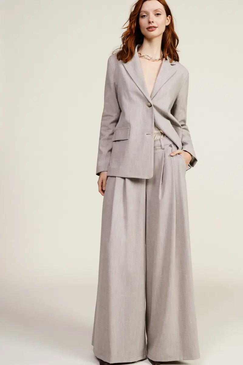 Pantaloni palazzo a vita alta con pinces miniatura 2