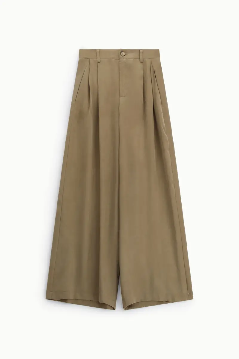 Pantaloni palazzo a vita alta con pinces