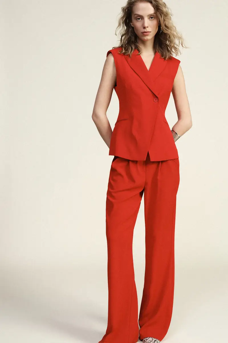 Pantaloni palazzo a vita alta con pinces miniatura 2