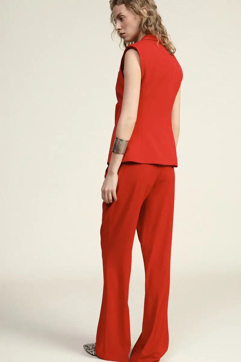 Pantaloni palazzo a vita alta con pinces miniatura 3