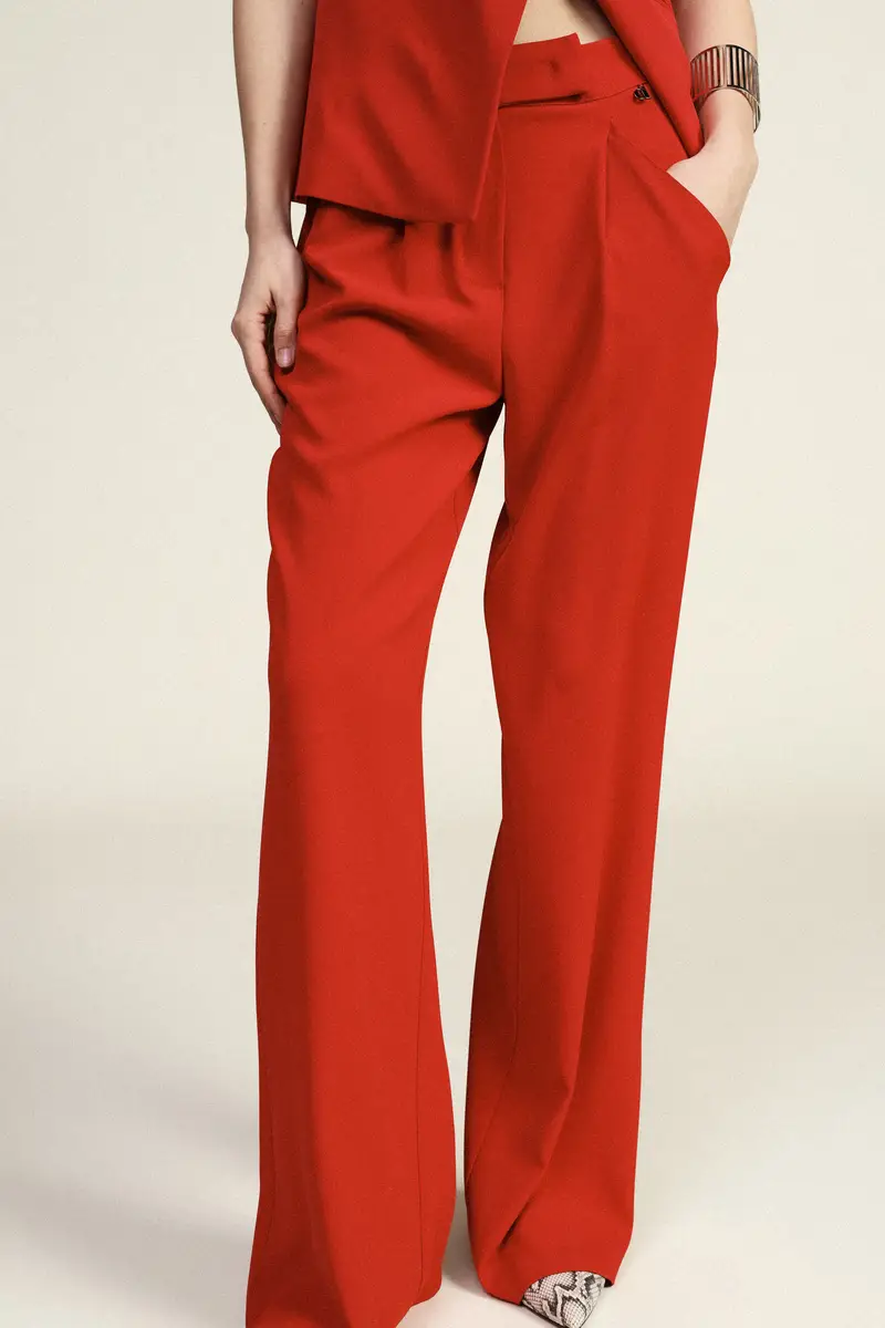 Pantaloni palazzo a vita alta con pinces miniatura 4