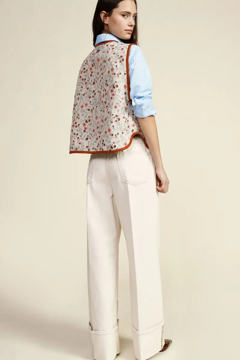 Pantaloni palazzo a vita alta con risvolto miniatura 3