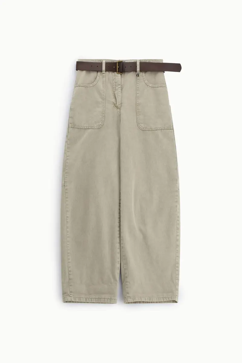 Pantaloni palazzo a vita alta con tasche applicate