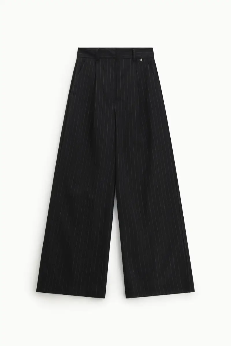 Pantaloni palazzo a vita alta gamba ampia