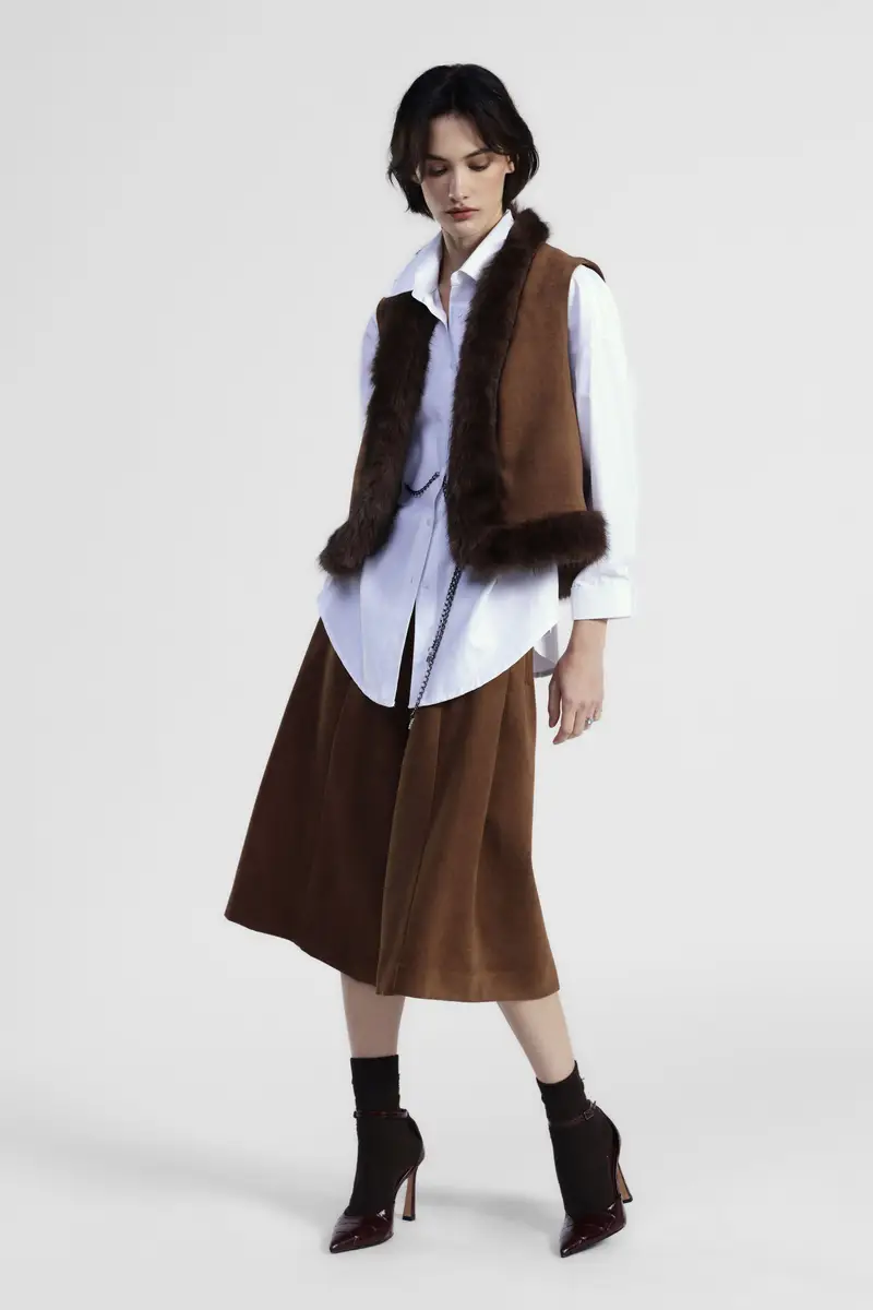 Pantaloni palazzo ampi con pieghe e tasche laterali miniatura 2