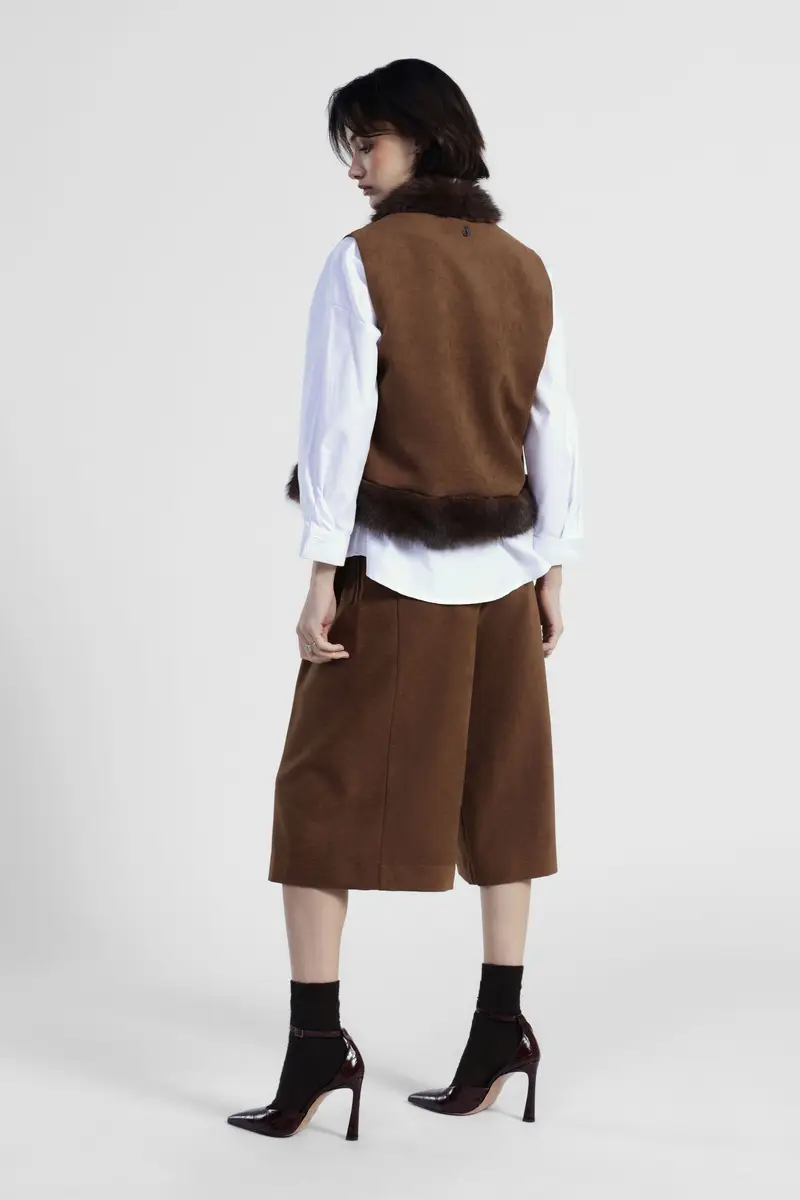 Pantaloni palazzo ampi con pieghe e tasche laterali miniatura 3