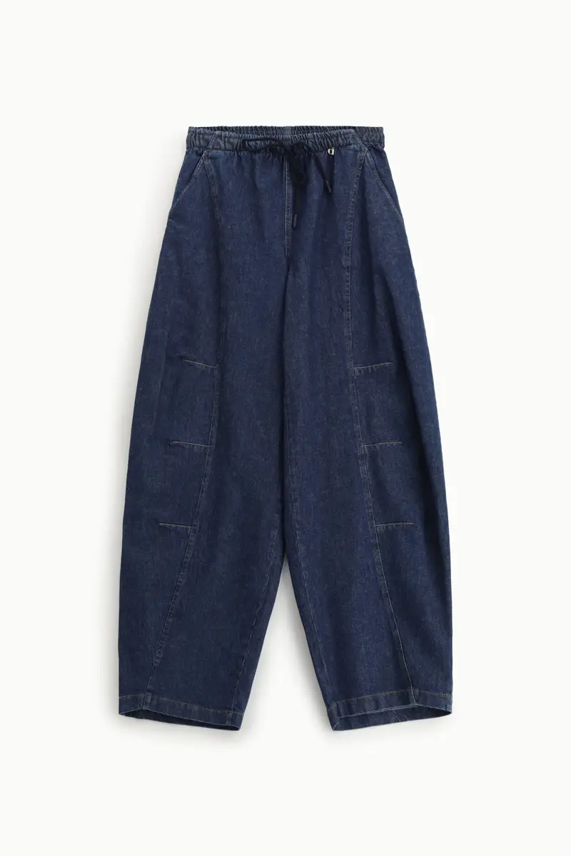 Pantaloni palazzo ampi con vita alta e coulisse