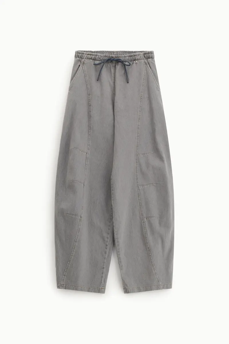 Pantaloni palazzo ampi con vita alta e coulisse