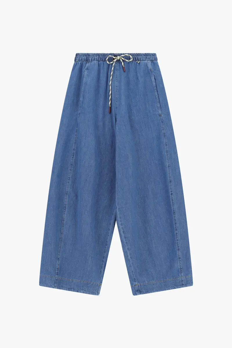 Pantaloni palazzo ampi con vita alta e coulisse