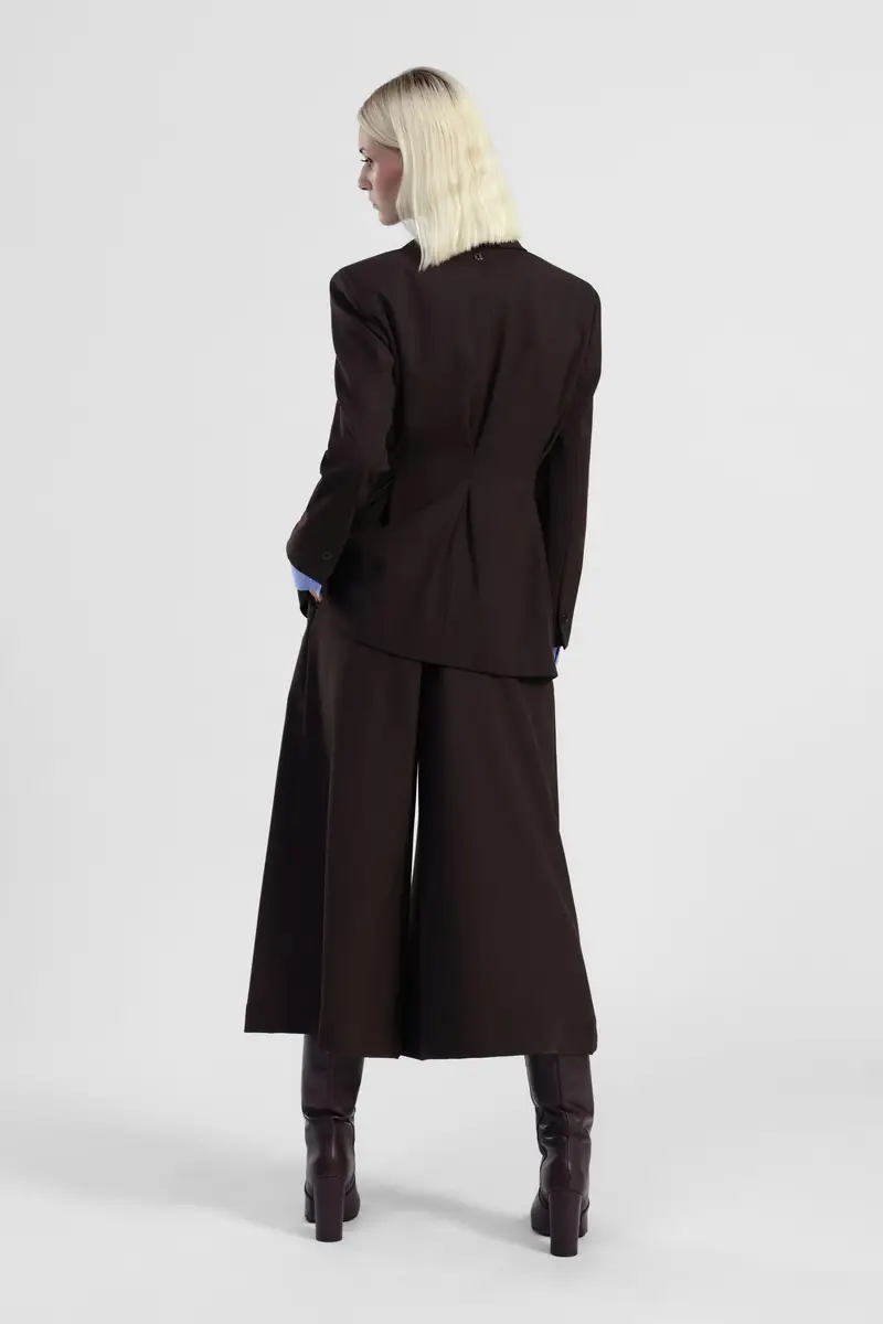 Pantaloni palazzo ampi con vita alta e pieghe miniatura 3