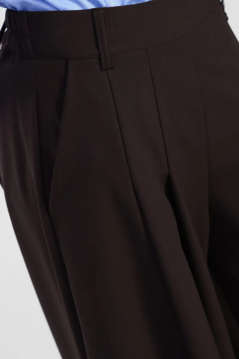 Pantaloni palazzo ampi con vita alta e pieghe miniatura 4