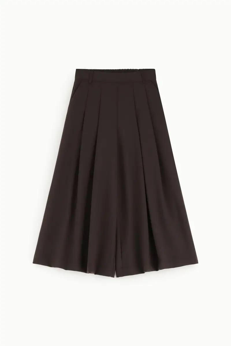 Pantaloni palazzo ampi con vita alta e pieghe